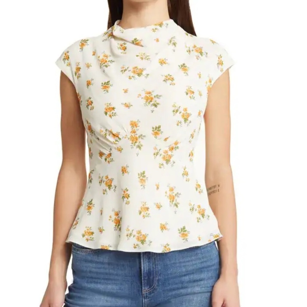 REFORMATION
Bettie Floral Print Mock Neck Top